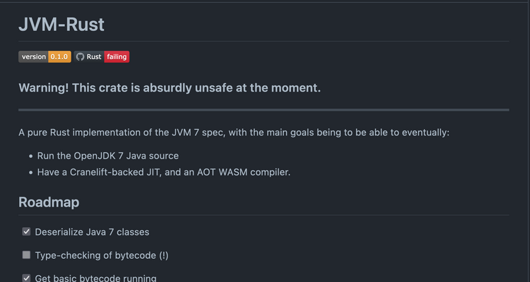 Rust implementation of a Java Virtual Machine
